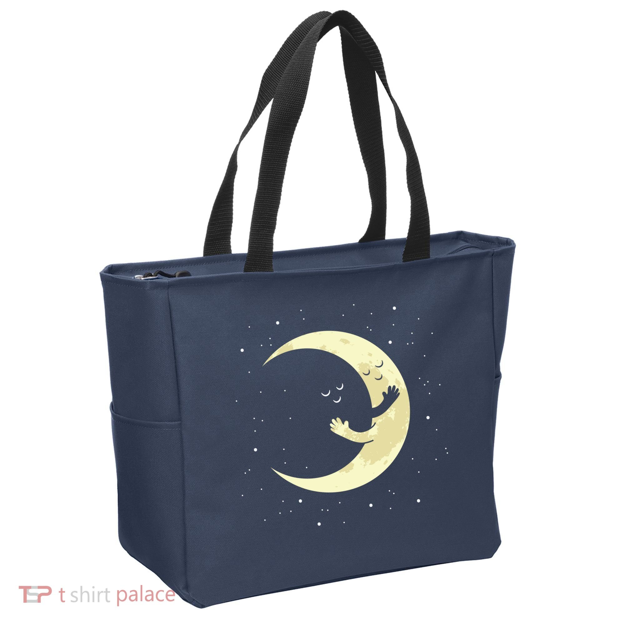 Moon Hug Sky Filled With Stars Tote Bag