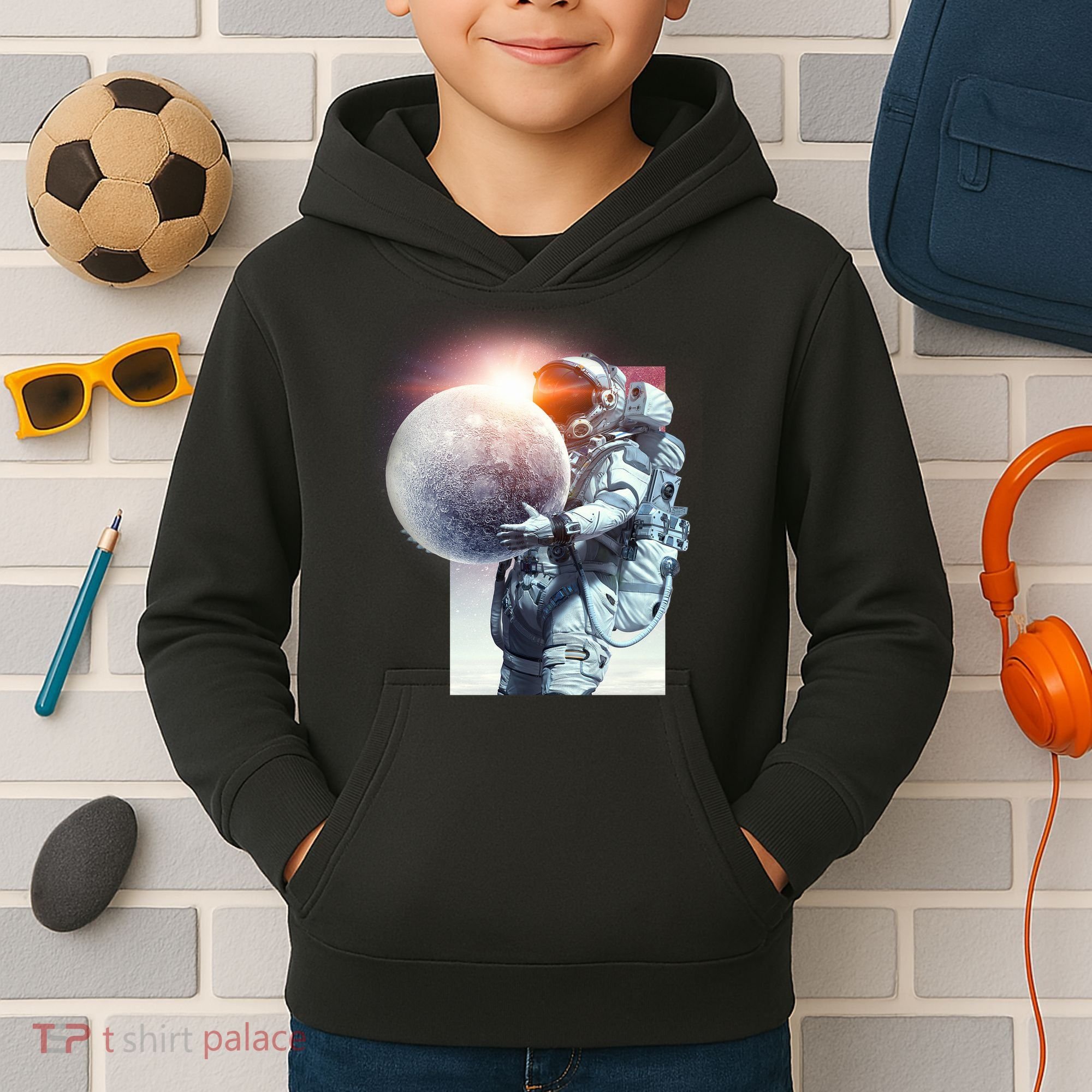 Moon Play Graphic Kids Hoodie