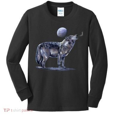 Moon Wolf Kids Long Sleeve Shirt