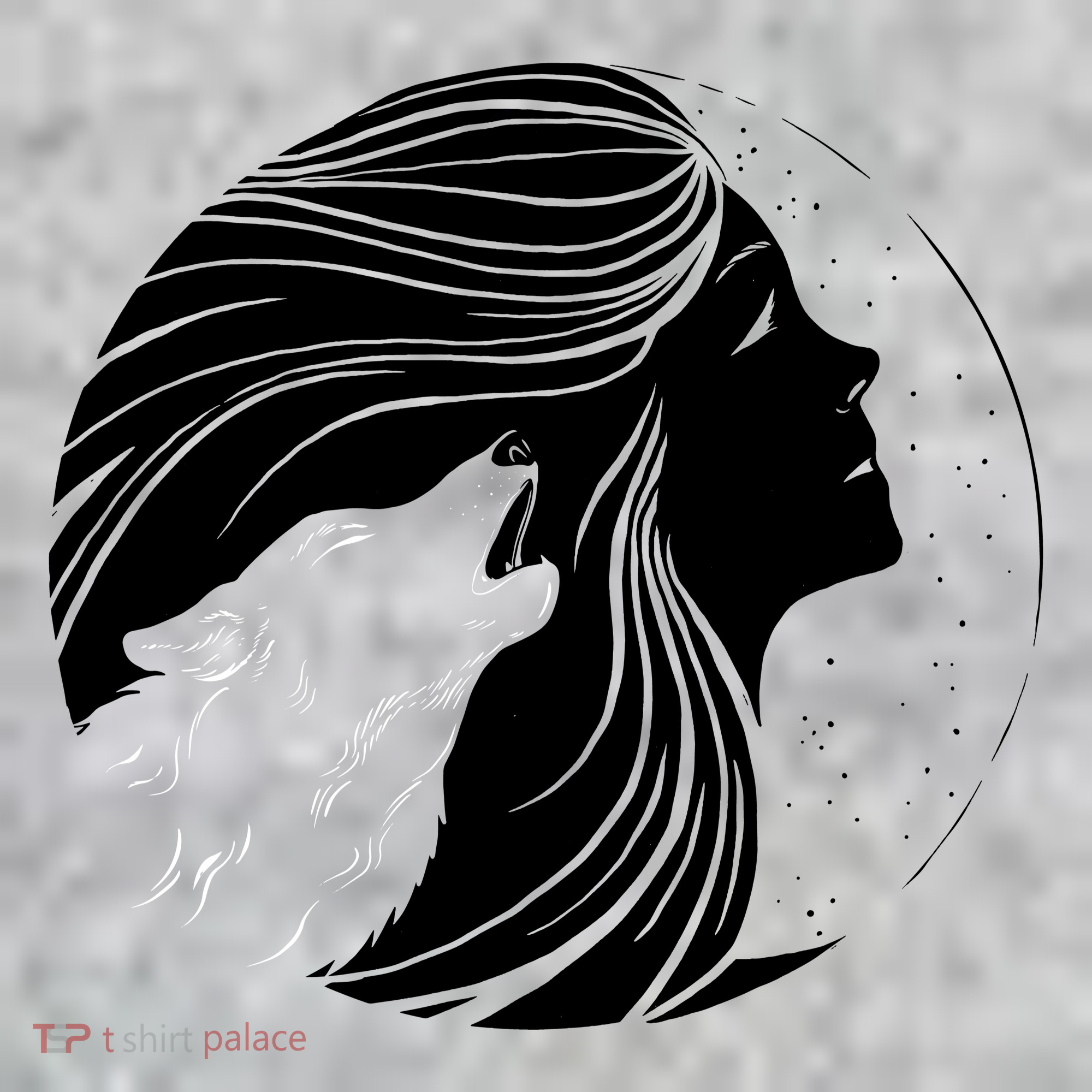 Moon Wolf Illustration The Baniff Cuffed Pom Beanie