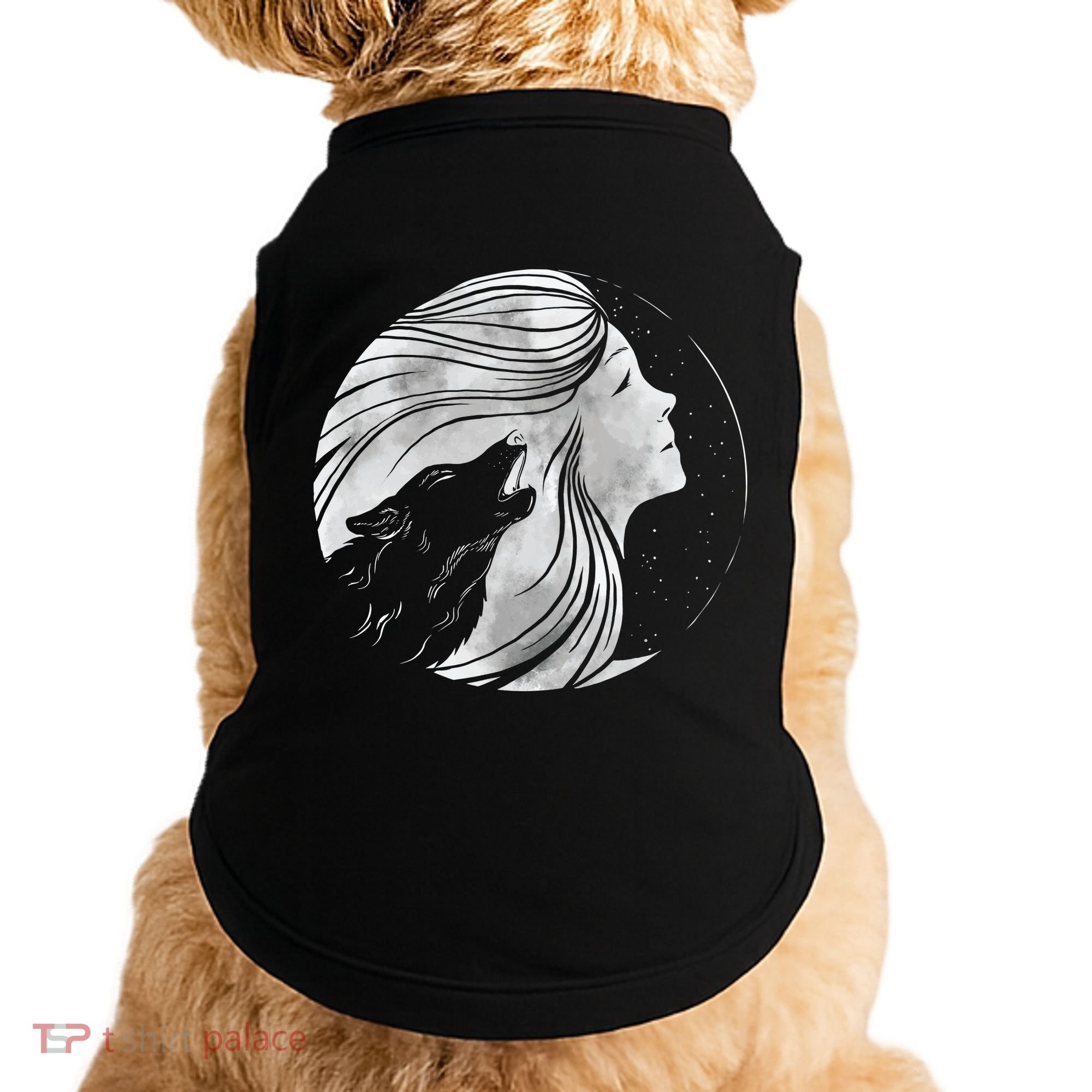 Moon Wolf Illustration Doggie Tank