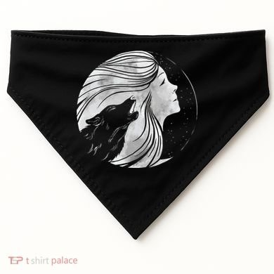 Moon Wolf Illustration USA-Made Doggie Bandana