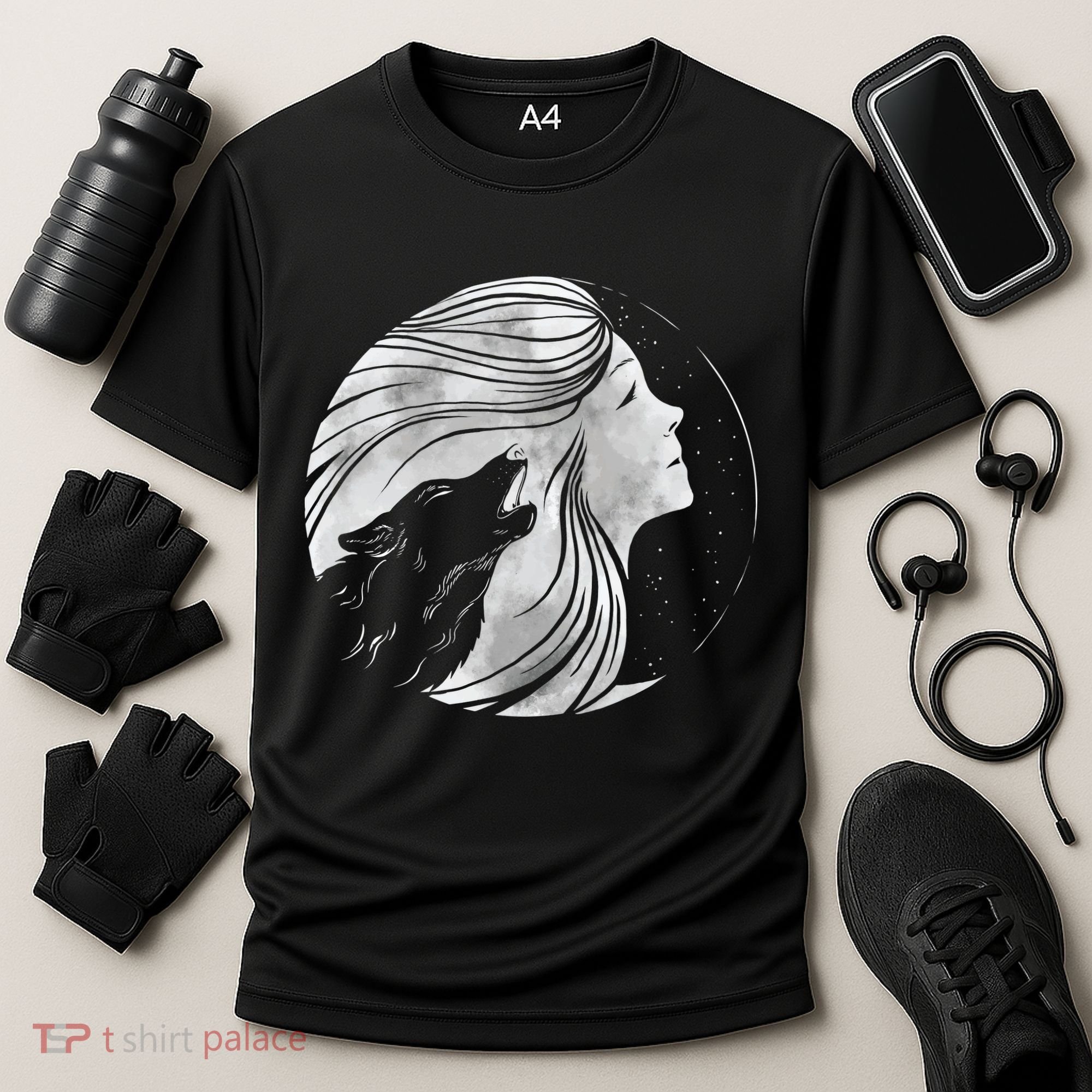 Moon Wolf Illustration Cooling Performance Crew T-Shirt