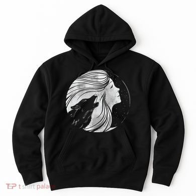 Moon Wolf Illustration Hoodie