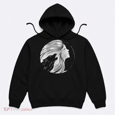 Moon Wolf Illustration Hoodie