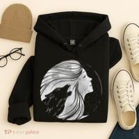 Moon Wolf Illustration Hoodie thumb 4
