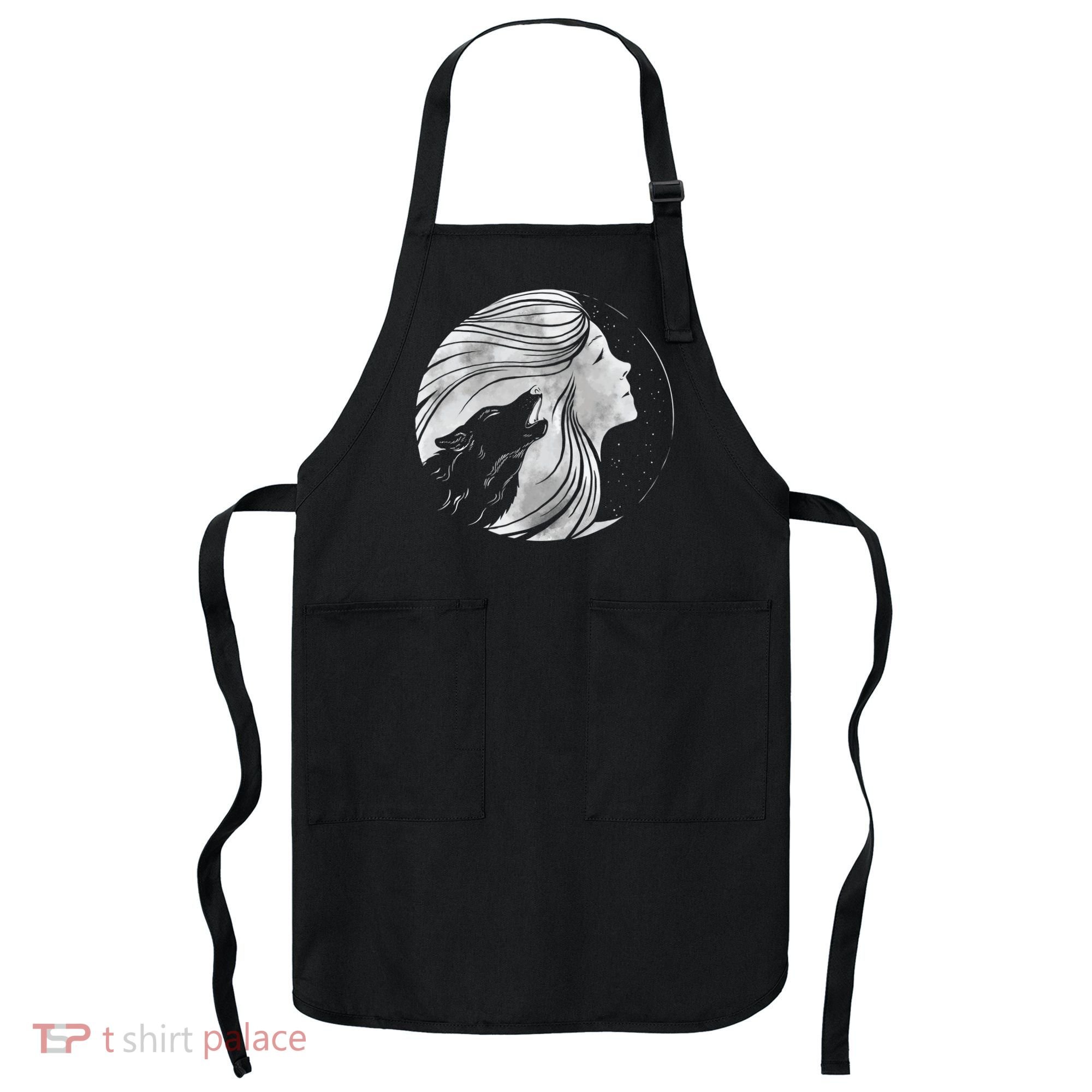 Moon Wolf Illustration Apron
