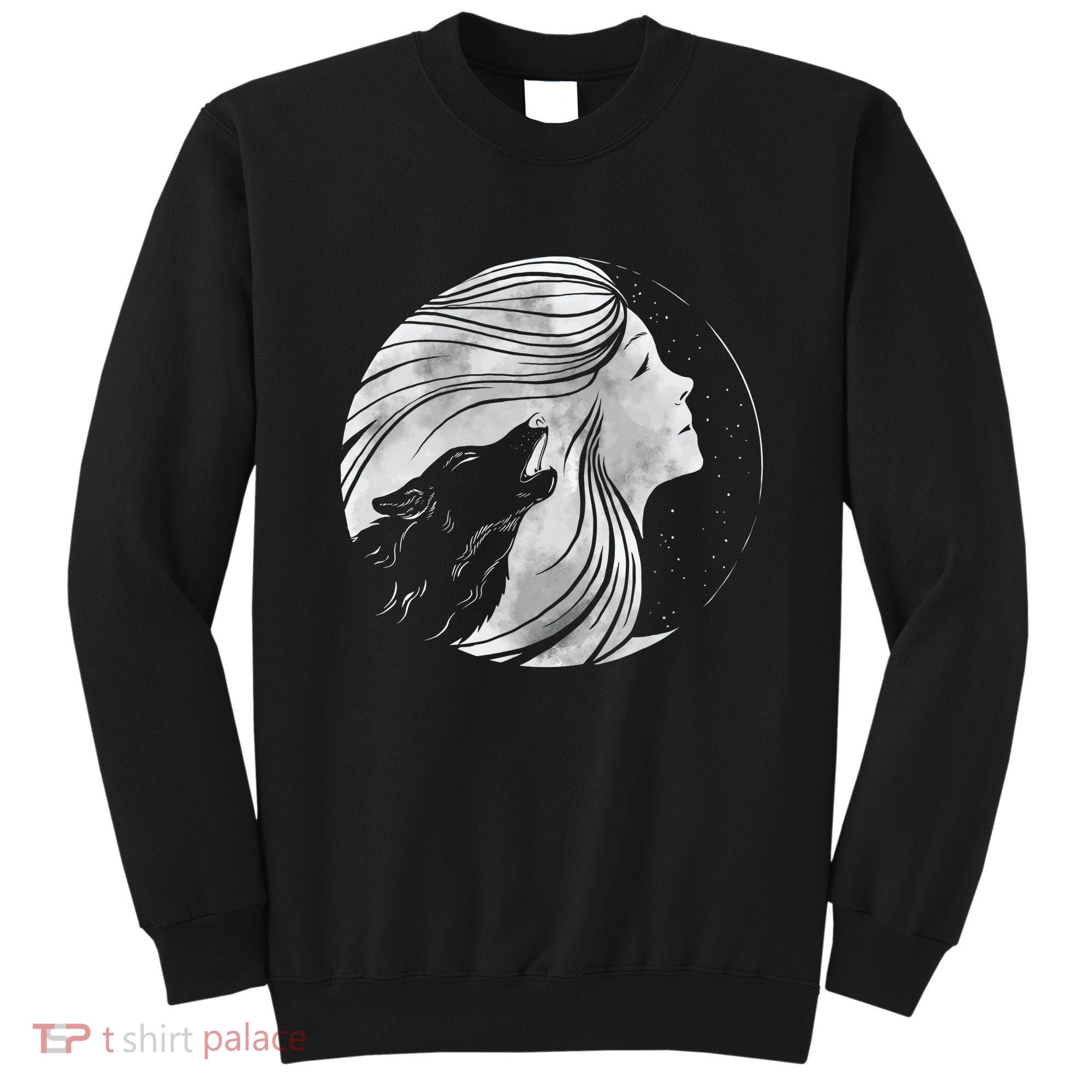 Moon Wolf Illustration Sweatshirt