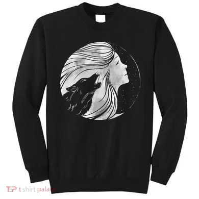 Moon Wolf Illustration Sweatshirt