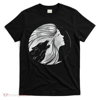 Moon Wolf Illustration T-Shirt