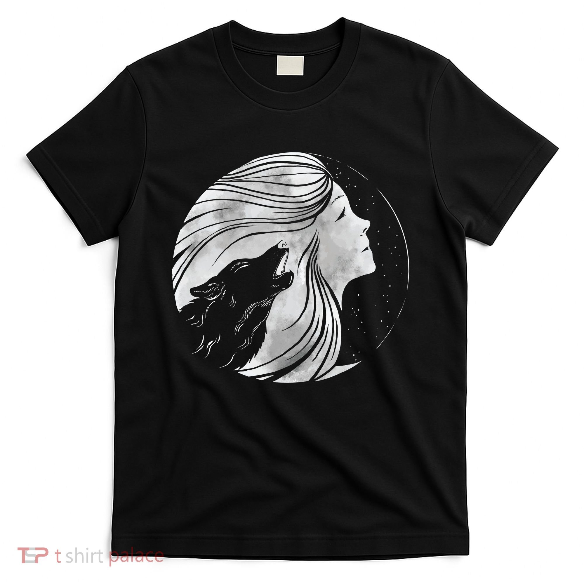 Moon Wolf Illustration T-Shirt