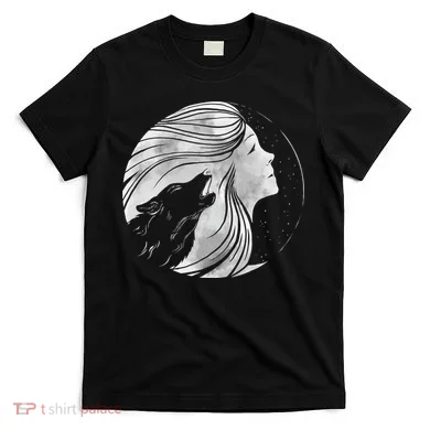 Moon Wolf Illustration T-Shirt