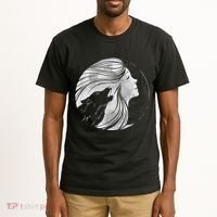 Moon Wolf Illustration Tall T-Shirt thumb 2
