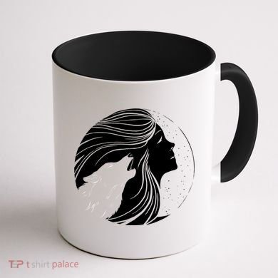 Moon Wolf Illustration Coffee Mug back