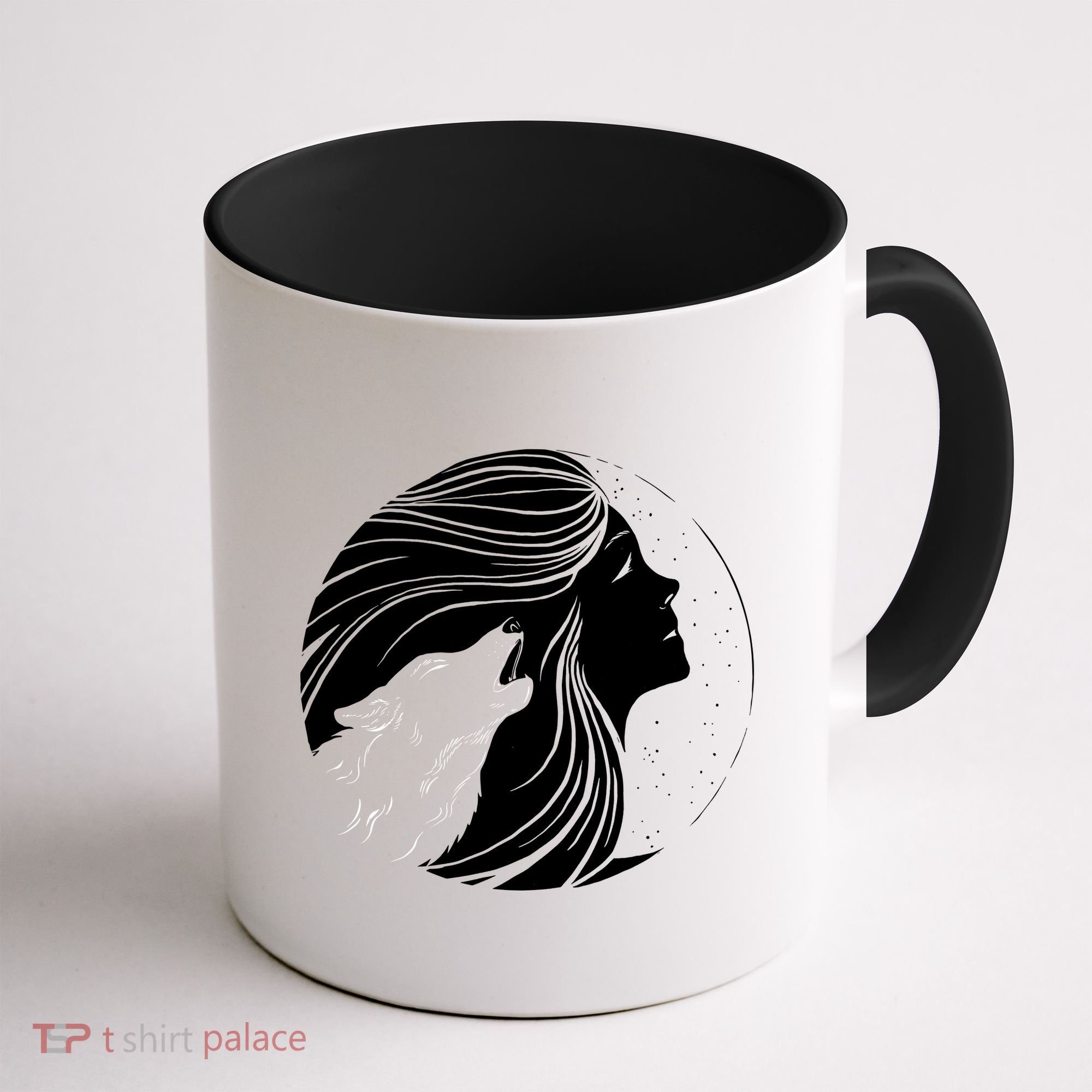 Moon Wolf Illustration Coffee Mug
