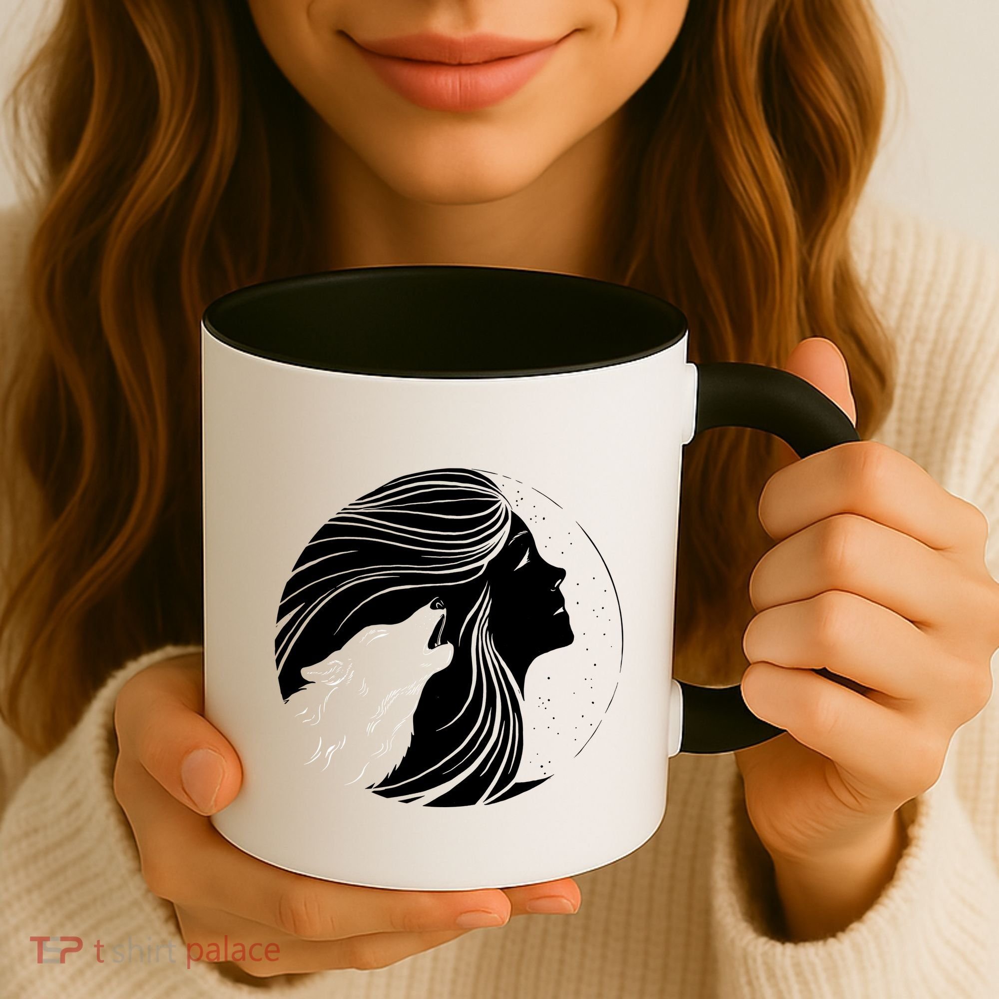 Moon Wolf Illustration Coffee Mug