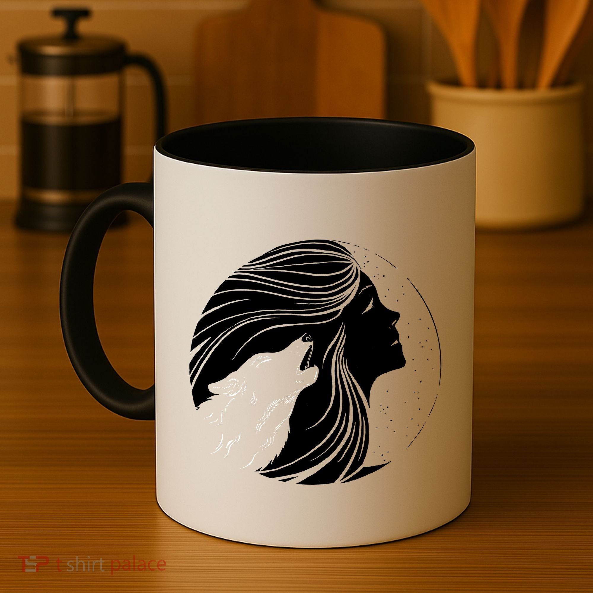 Moon Wolf Illustration Coffee Mug