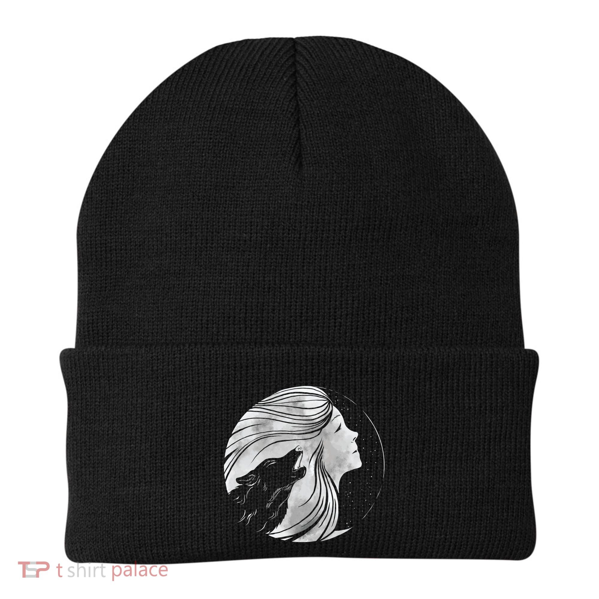 Moon Wolf Illustration Beanie