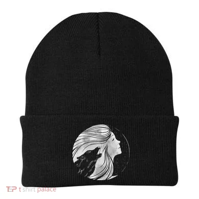 Moon Wolf Illustration Beanie