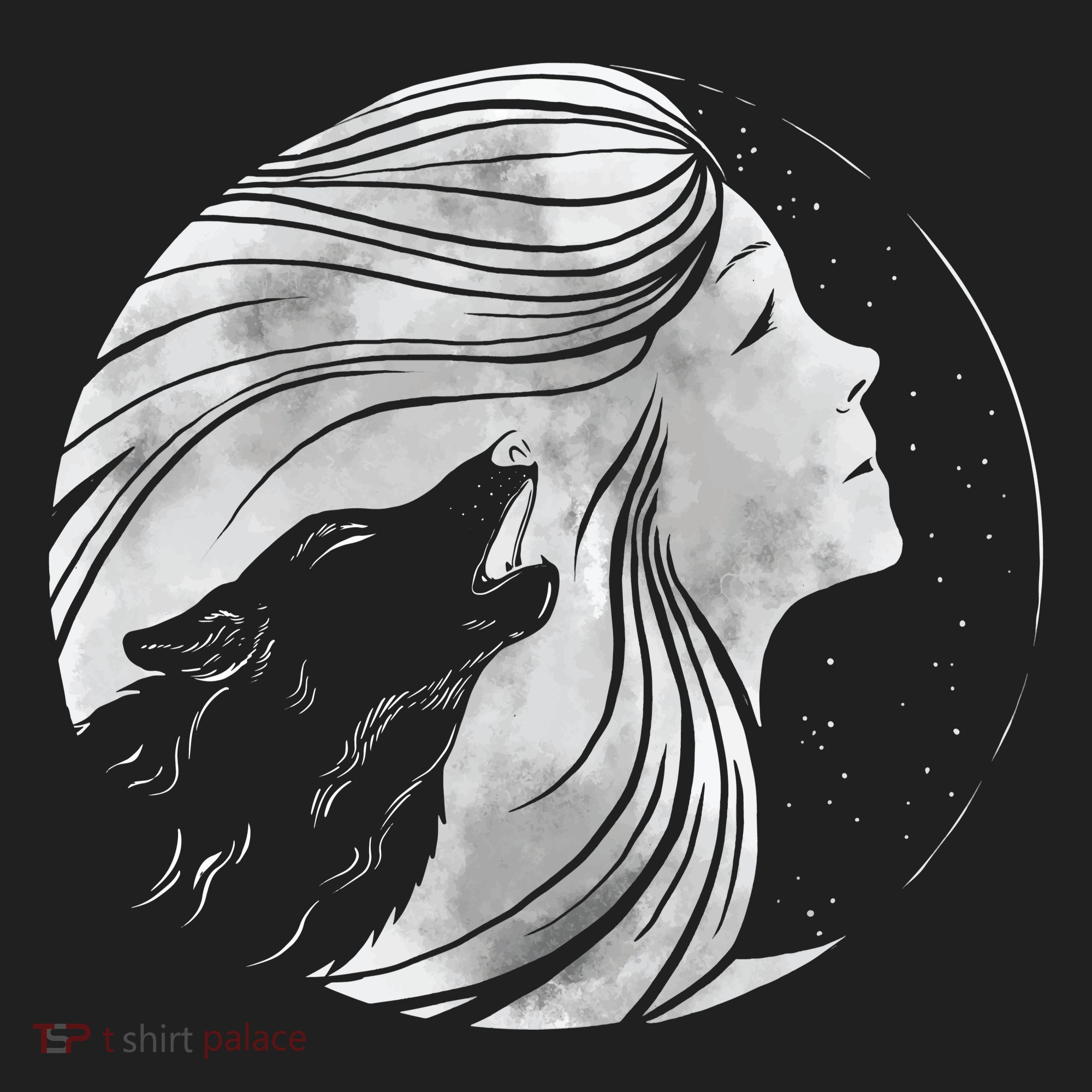 Moon Wolf Illustration Beanie