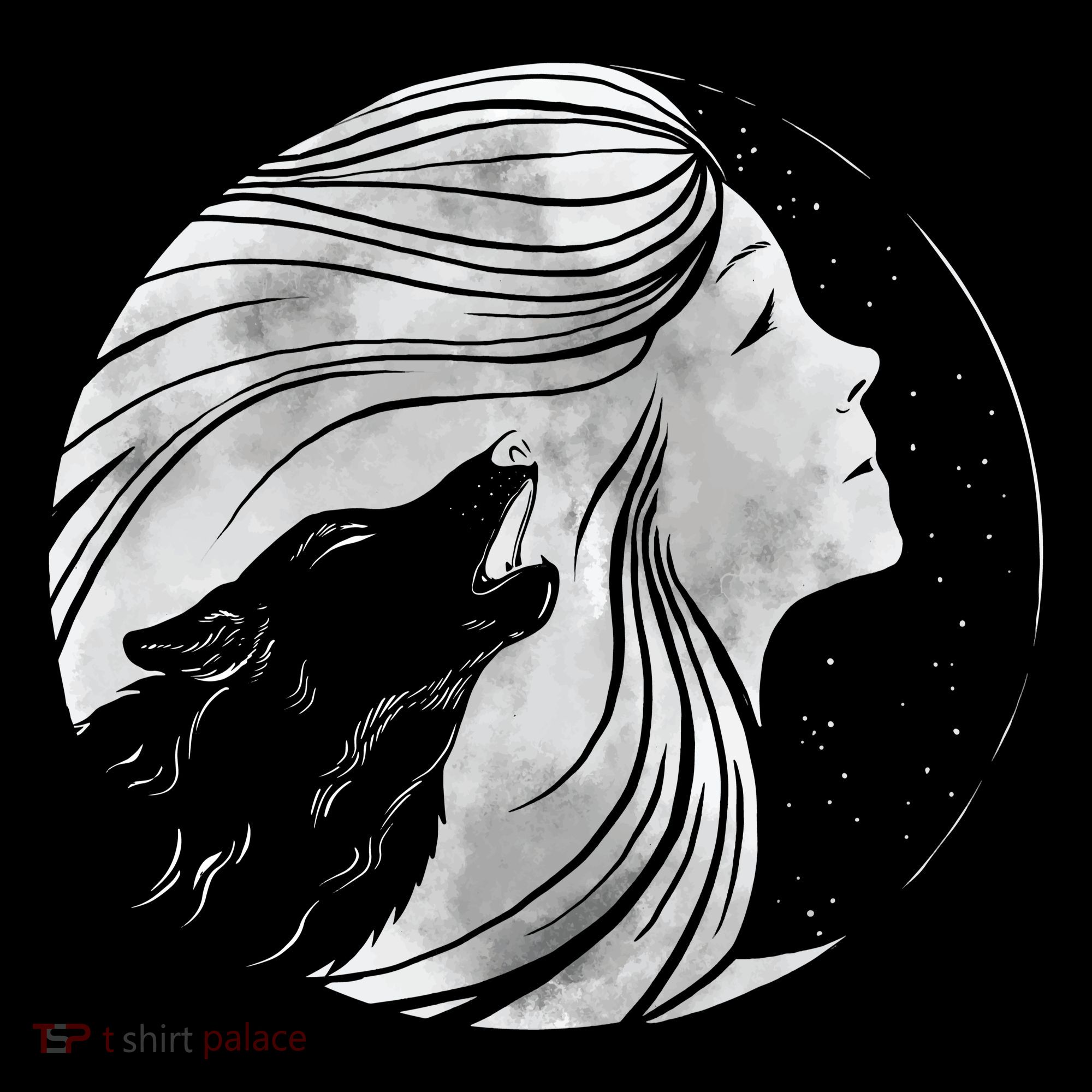 Moon Wolf Illustration Coaster