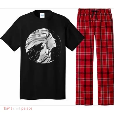 Moon Wolf Illustration Pajama Set