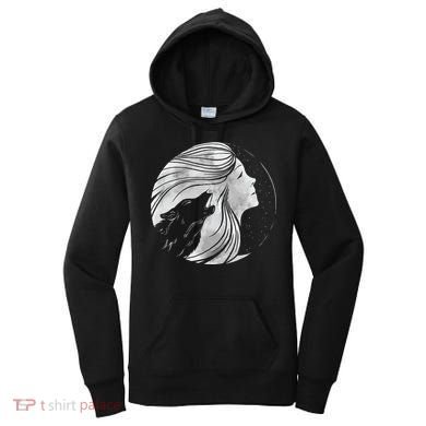 Moon Wolf Illustration Women's Hoodie