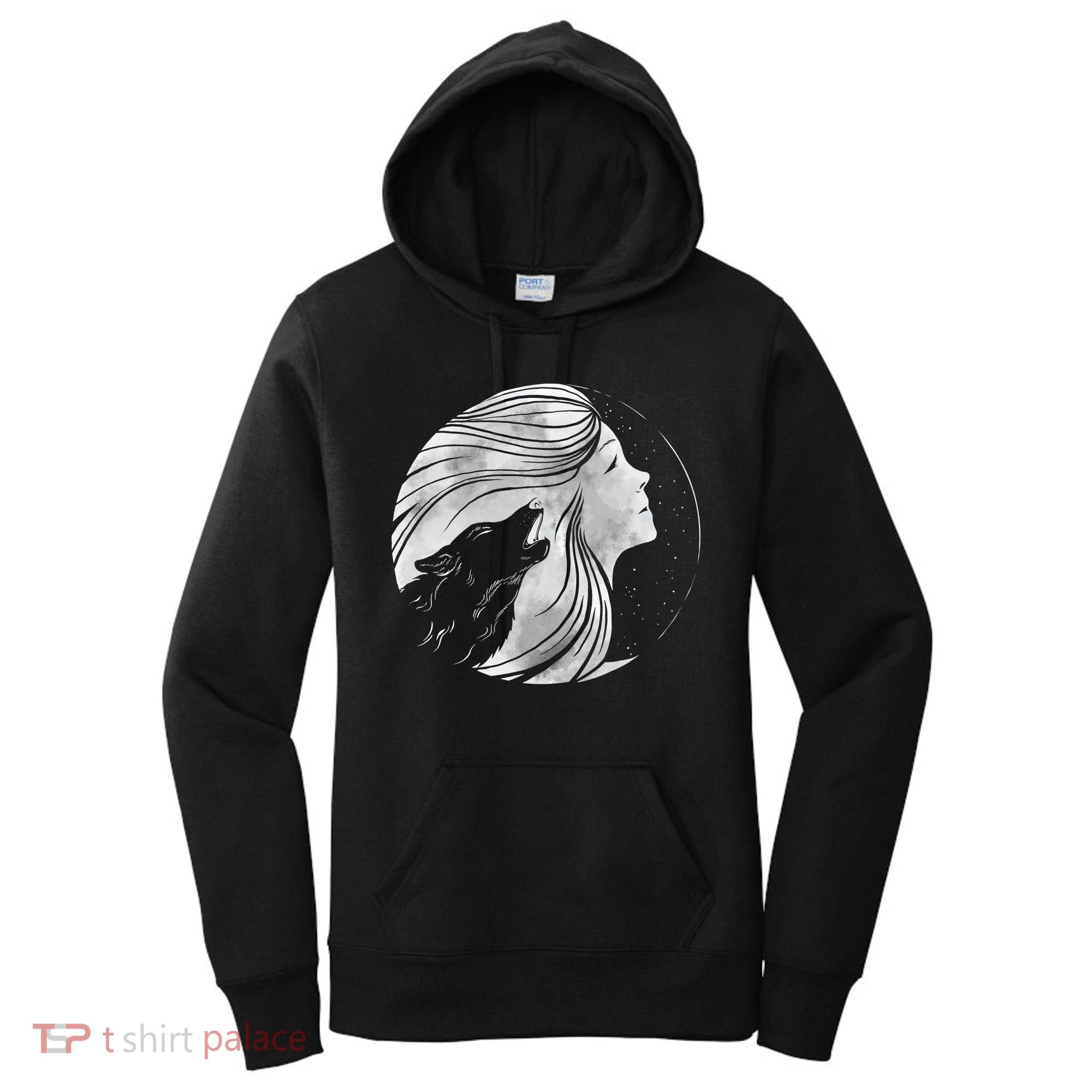 Moon Wolf Illustration Women's Hoodie