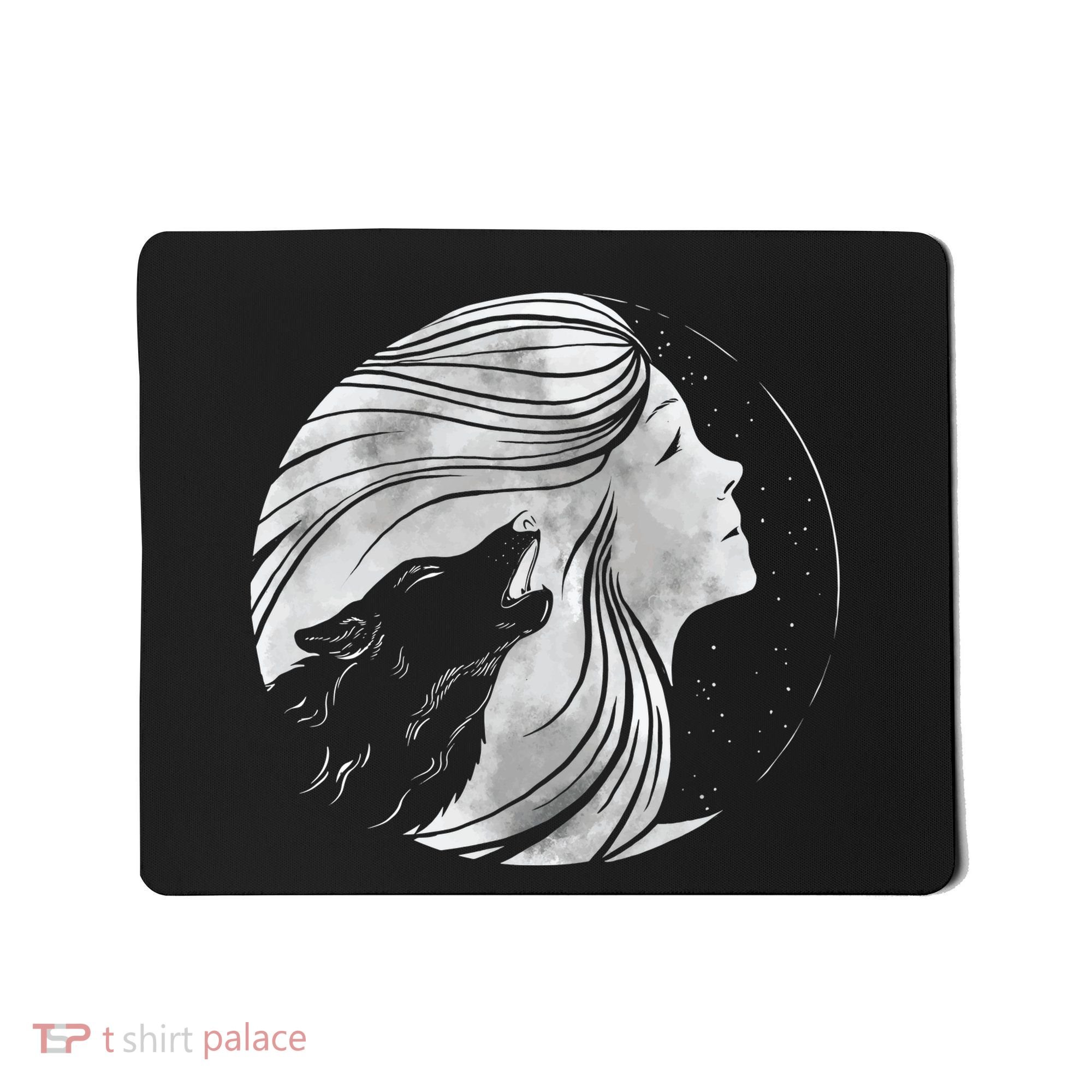 Moon Wolf Illustration Mousepad