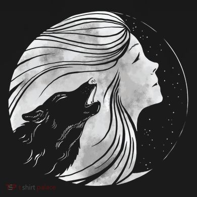 Moon Wolf Illustration Tie Dye Hoodie