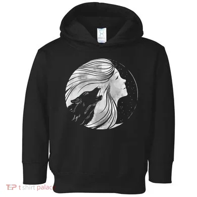 Moon Wolf Illustration Toddler Hoodie