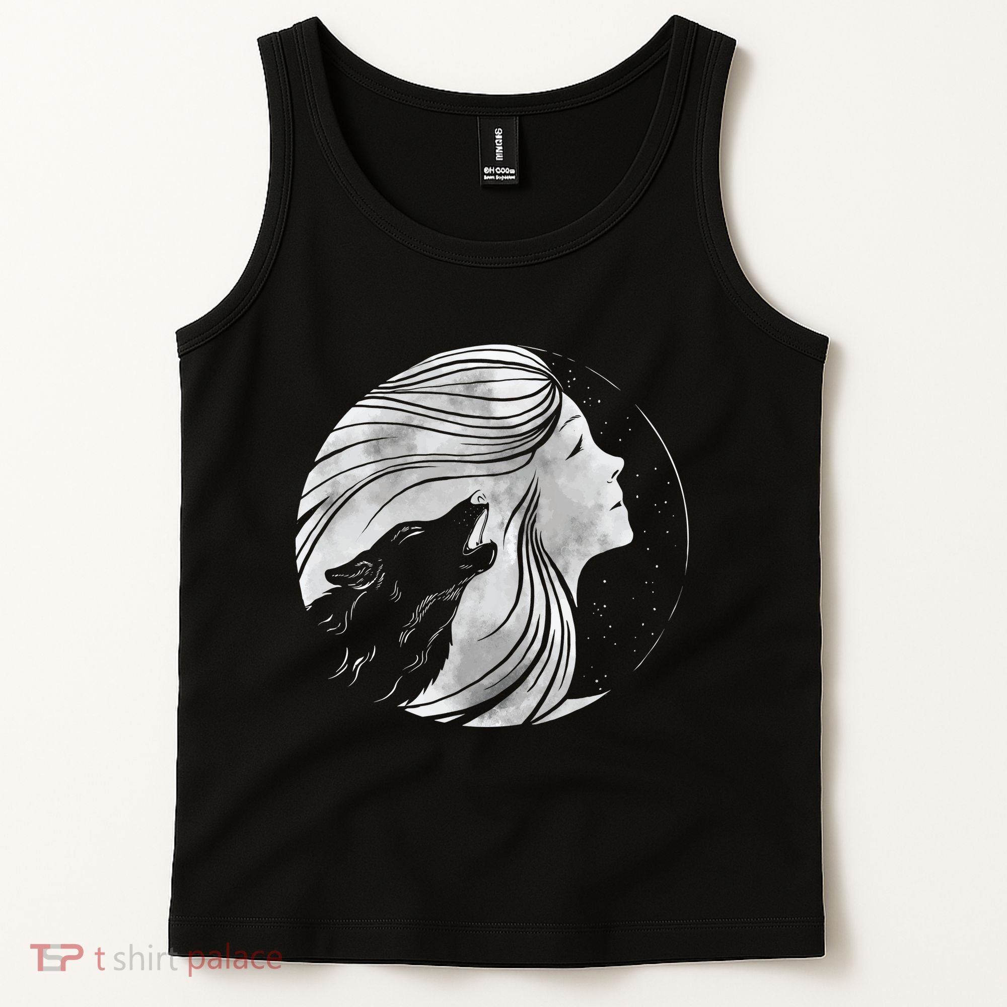 Moon Wolf Illustration Tank Top