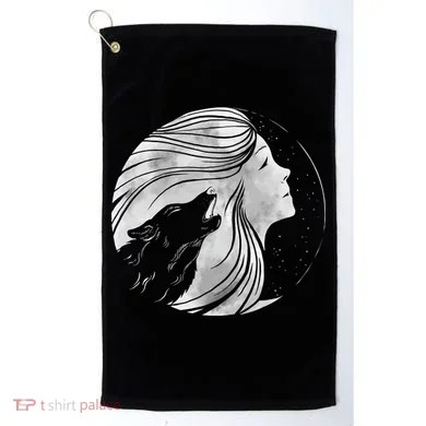 Moon Wolf Illustration Golf Towel