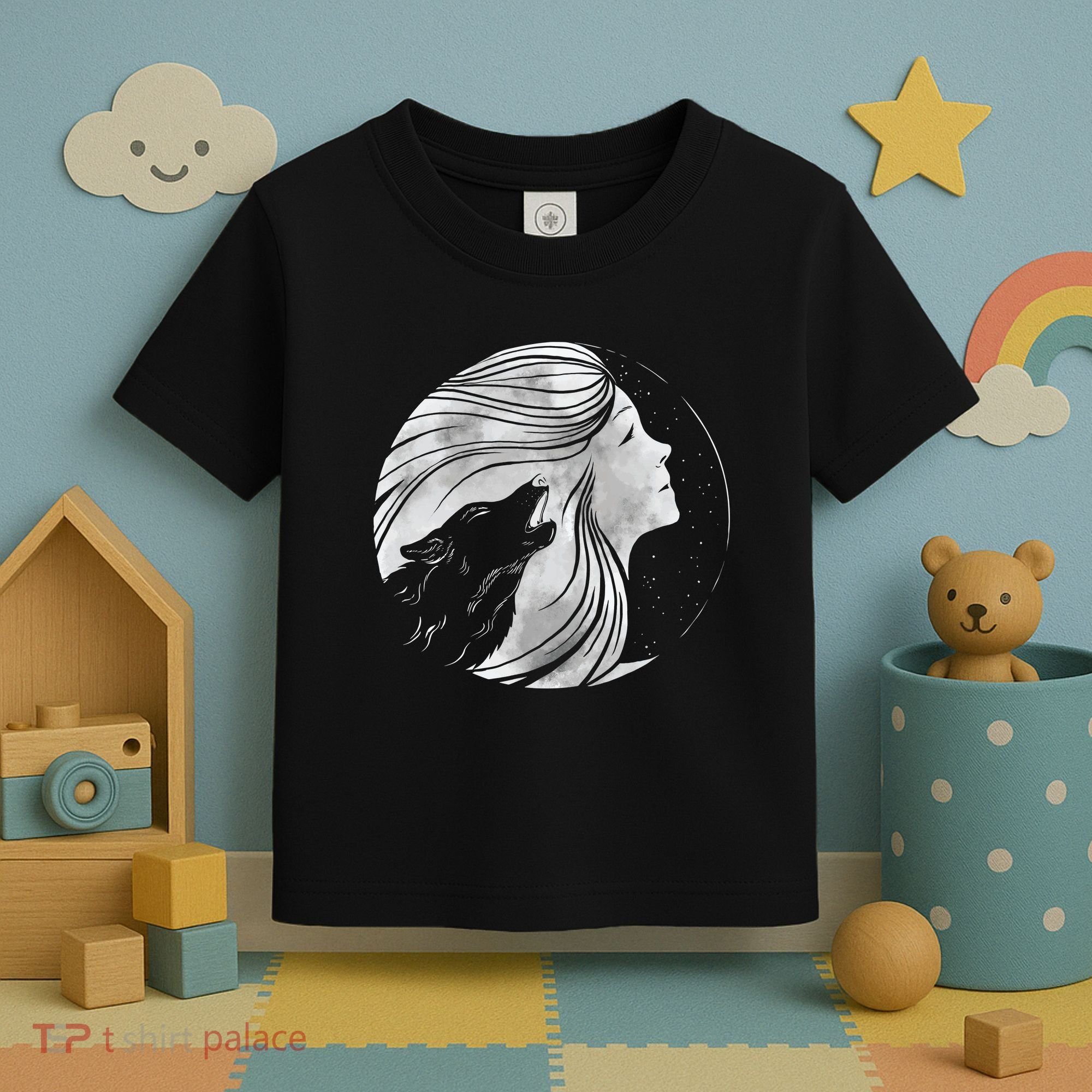 Moon Wolf Illustration Toddler T-Shirt