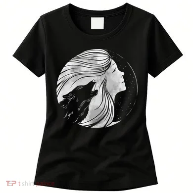 Moon Wolf Illustration Women's T-Shirt