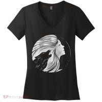 Moon Wolf Illustration Women's V-Neck T-Shirt thumb 0