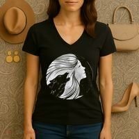 Moon Wolf Illustration Women's V-Neck T-Shirt thumb 3