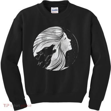 Moon Wolf Illustration Kids Sweatshirt