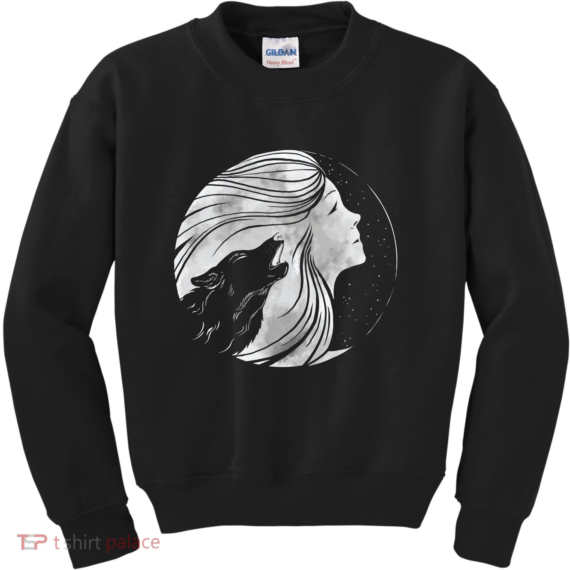 Moon Wolf Illustration Kids Sweatshirt