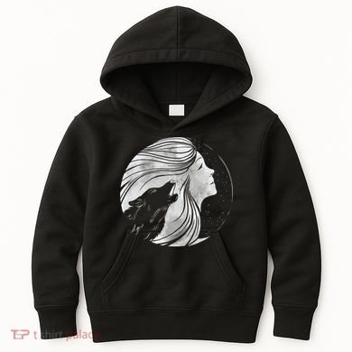 Moon Wolf Illustration Kids Hoodie