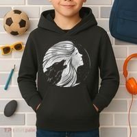 Moon Wolf Illustration Kids Hoodie thumb 2