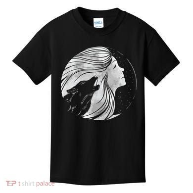 Moon Wolf Illustration Kids T-Shirt