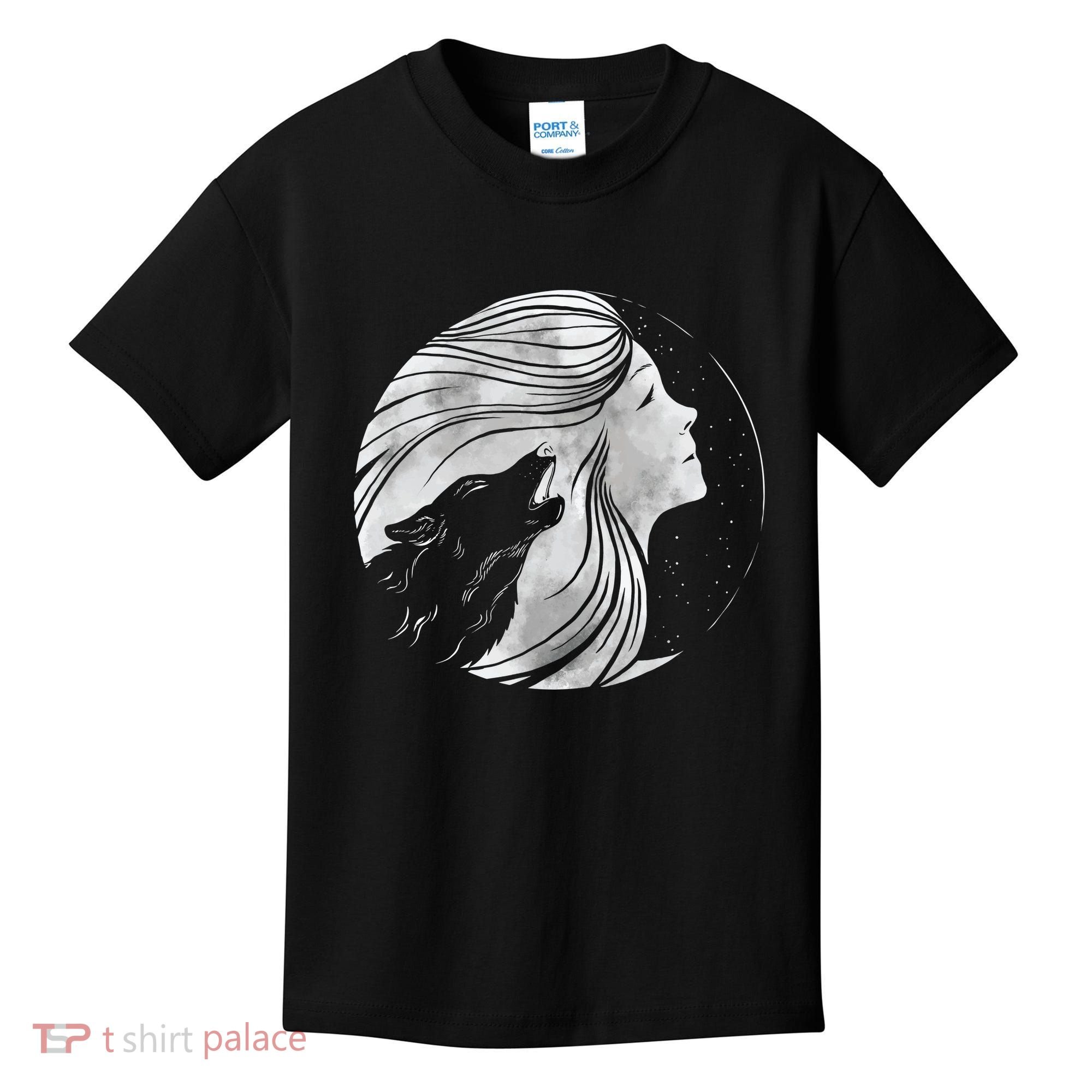 Moon Wolf Illustration Kids T-Shirt