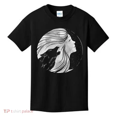 Moon Wolf Illustration Kids T-Shirt