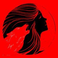 Moon Wolf Illustration Santa Hat thumb 1