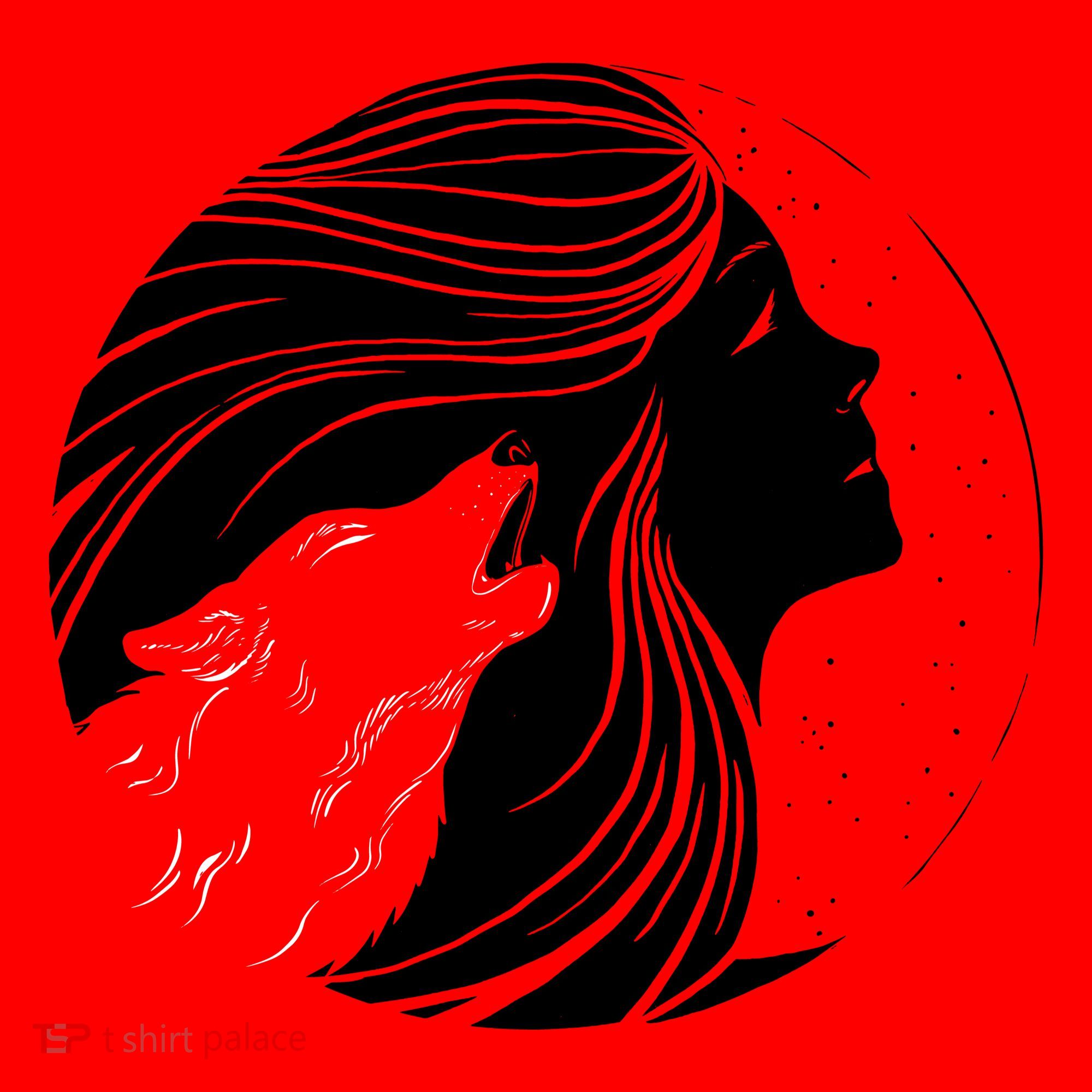 Moon Wolf Illustration Santa Hat