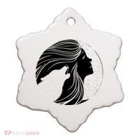 Moon Wolf Illustration Ceramic Ornament thumb 0