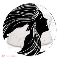 Moon Wolf Illustration Ceramic Ornament thumb 2