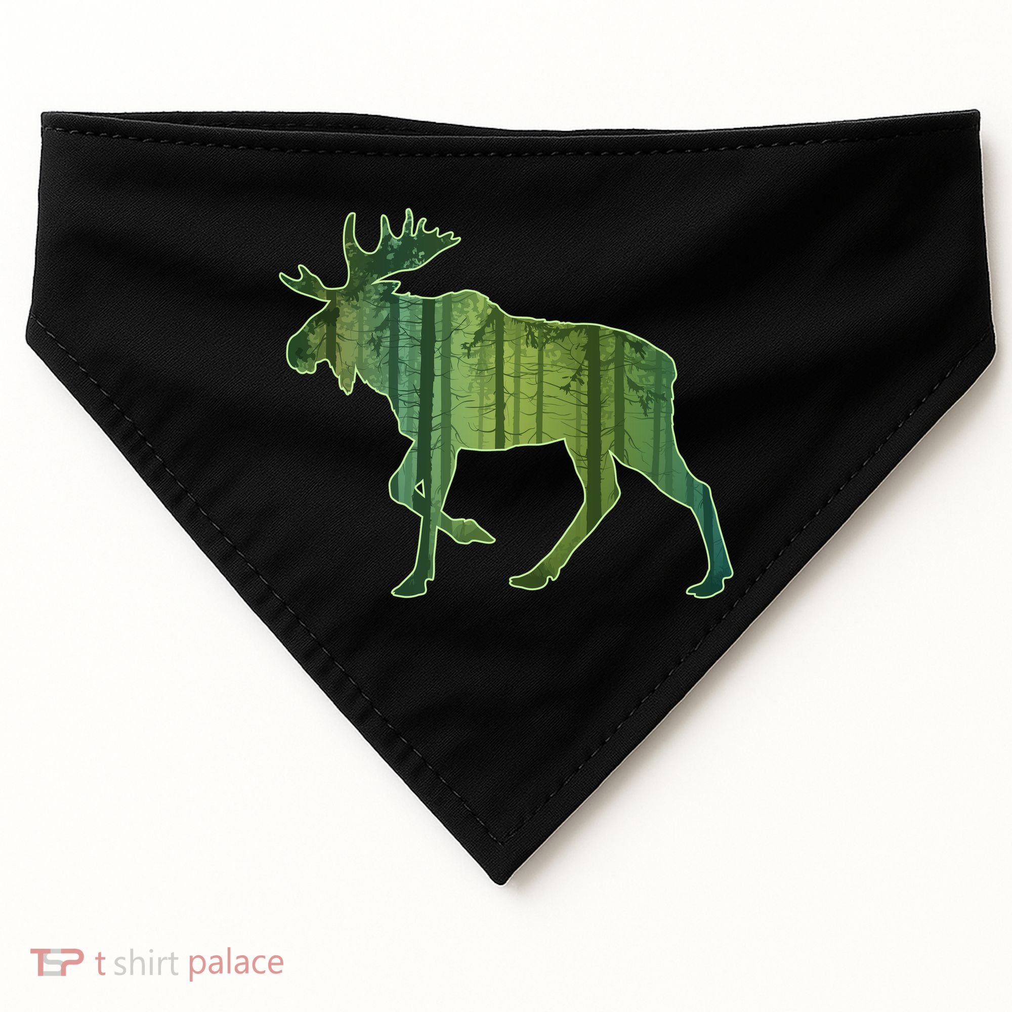 Moose Forest Silhouette USA-Made Doggie Bandana