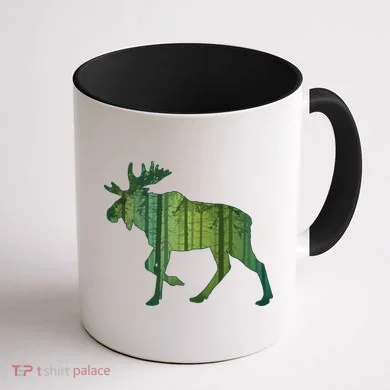 Moose Forest Silhouette Coffee Mug back